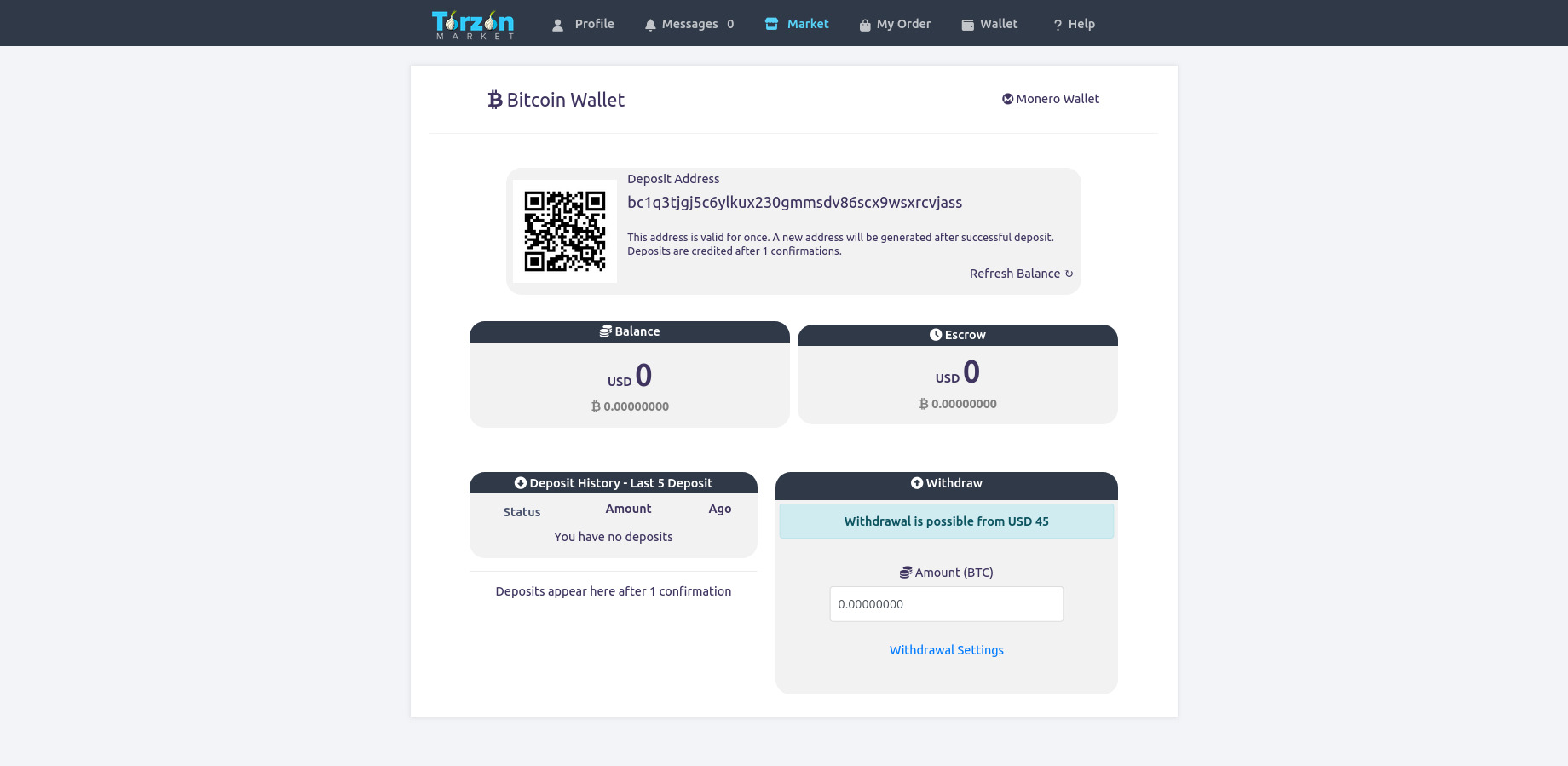 TorZon User Dashboard